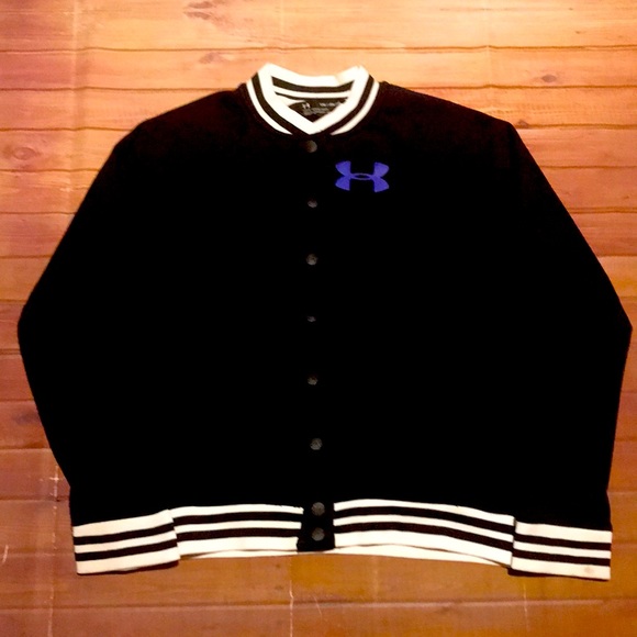 Under Armour ColdGear Snap Buttons Jacket Boys Girls YXL Black White 1318316 - Picture 1 of 5